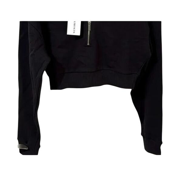 NWT WeWoreWhat Cropped Half Zip Fleece Cotton Hoodie Long Sleeve S Black #3404 - Picture 4 of 15